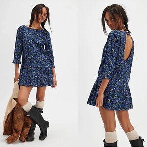 New Free People The Avenue Mini Navy Combo Dress Size XS